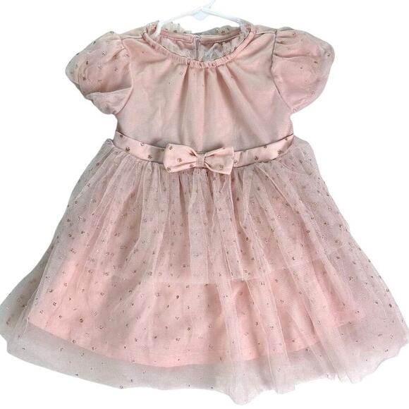 NANNETTE Baby Girl's Coquette Pink Fairy-core Tulle Dress with Bow Size 18M - Picture 1 of 11